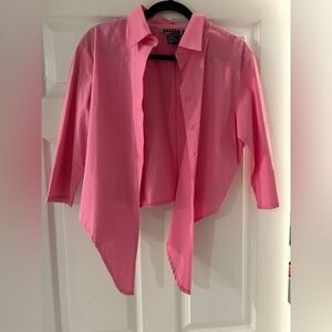 Pink Asymmetrical Button Down Shirt with Dress Collar